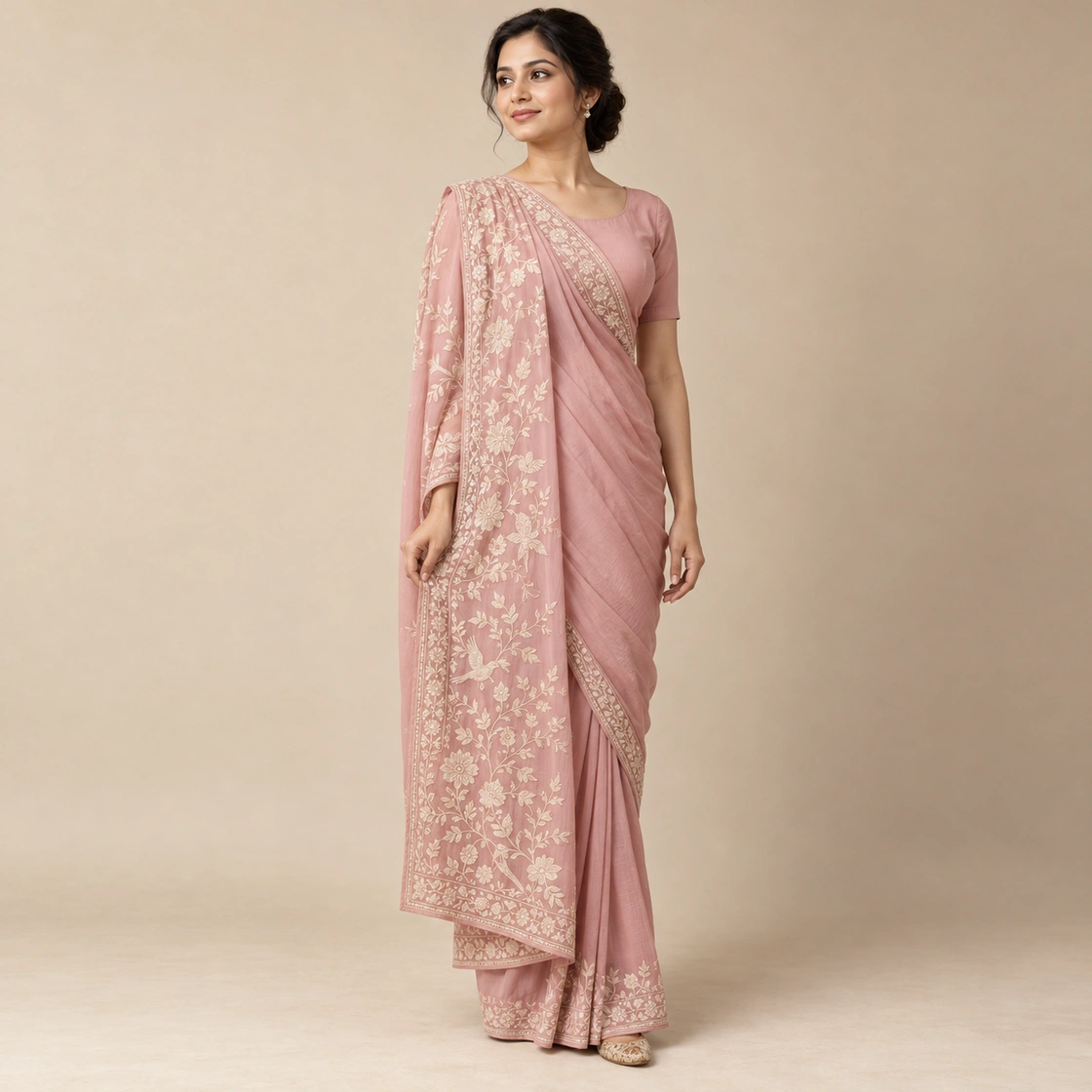 Editorial illustration of the Parsi drape showing its characteristic arrangement