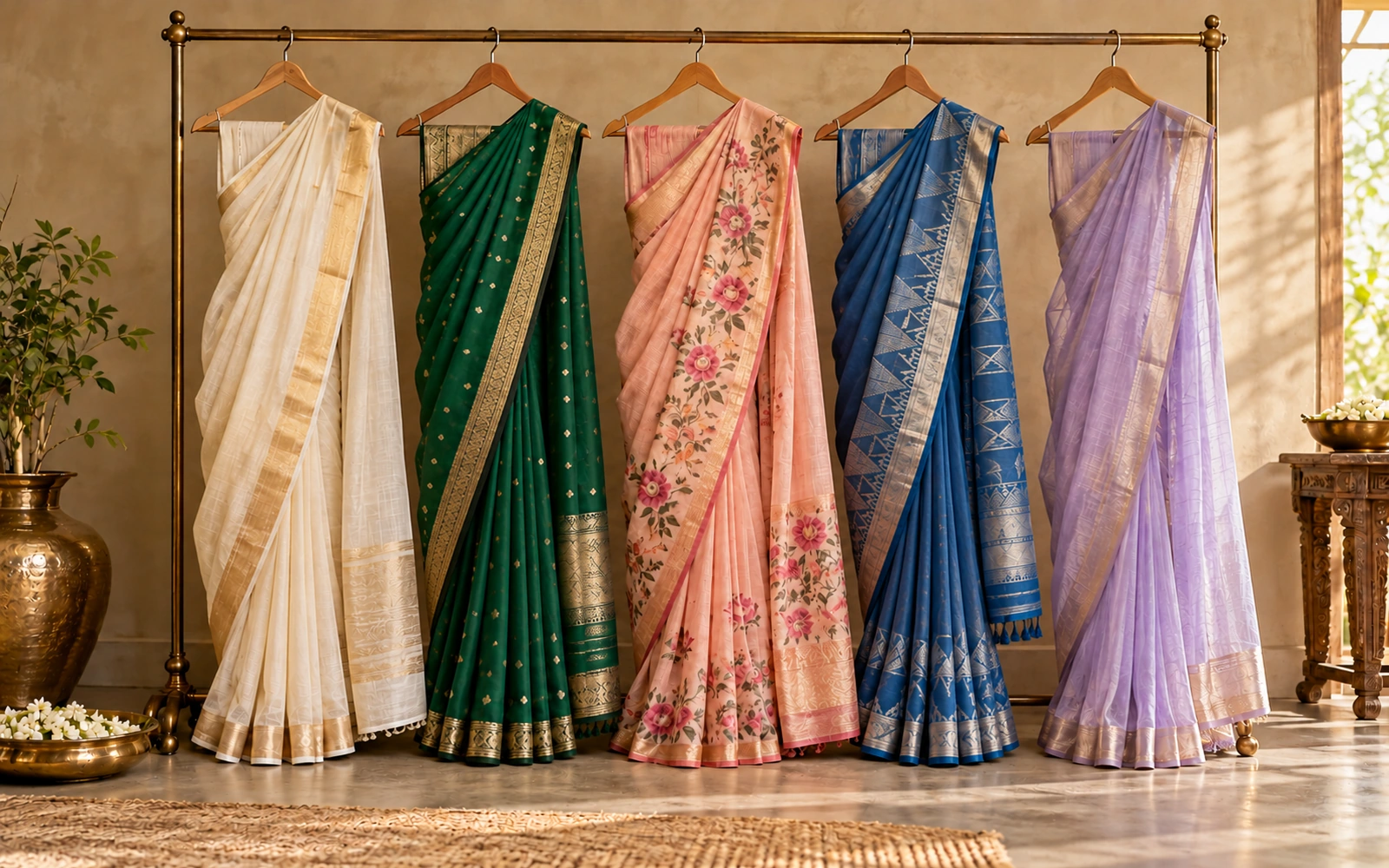 Editorial photograph inviting exploration of saree traditions and textile patterns