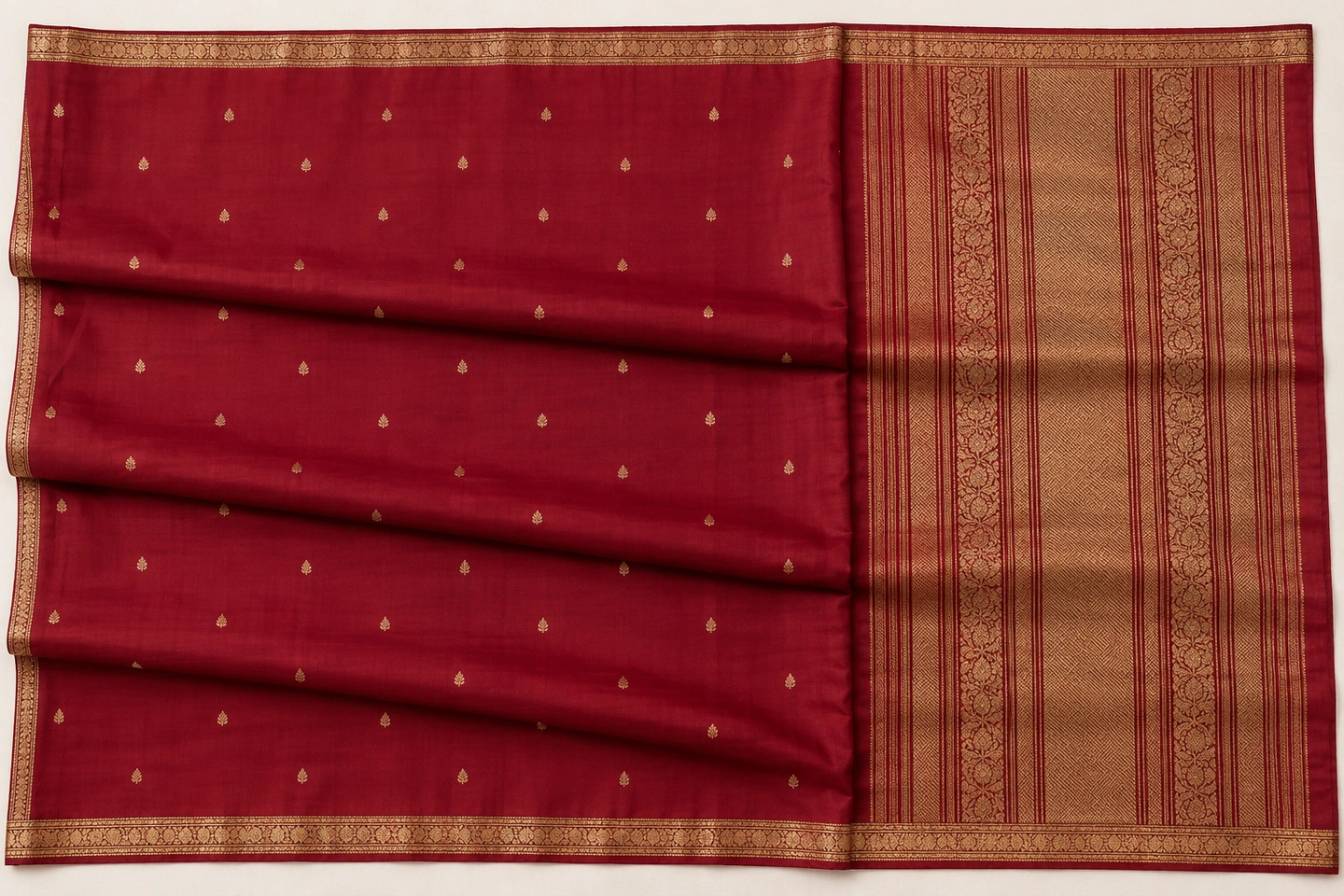 Understated Banarasi-inspired silk with sparse small butis