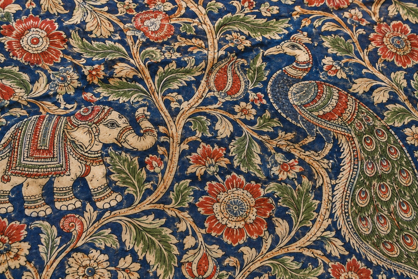 Illustration for Kalamkari — drawn or block-printed storytelling and flowers