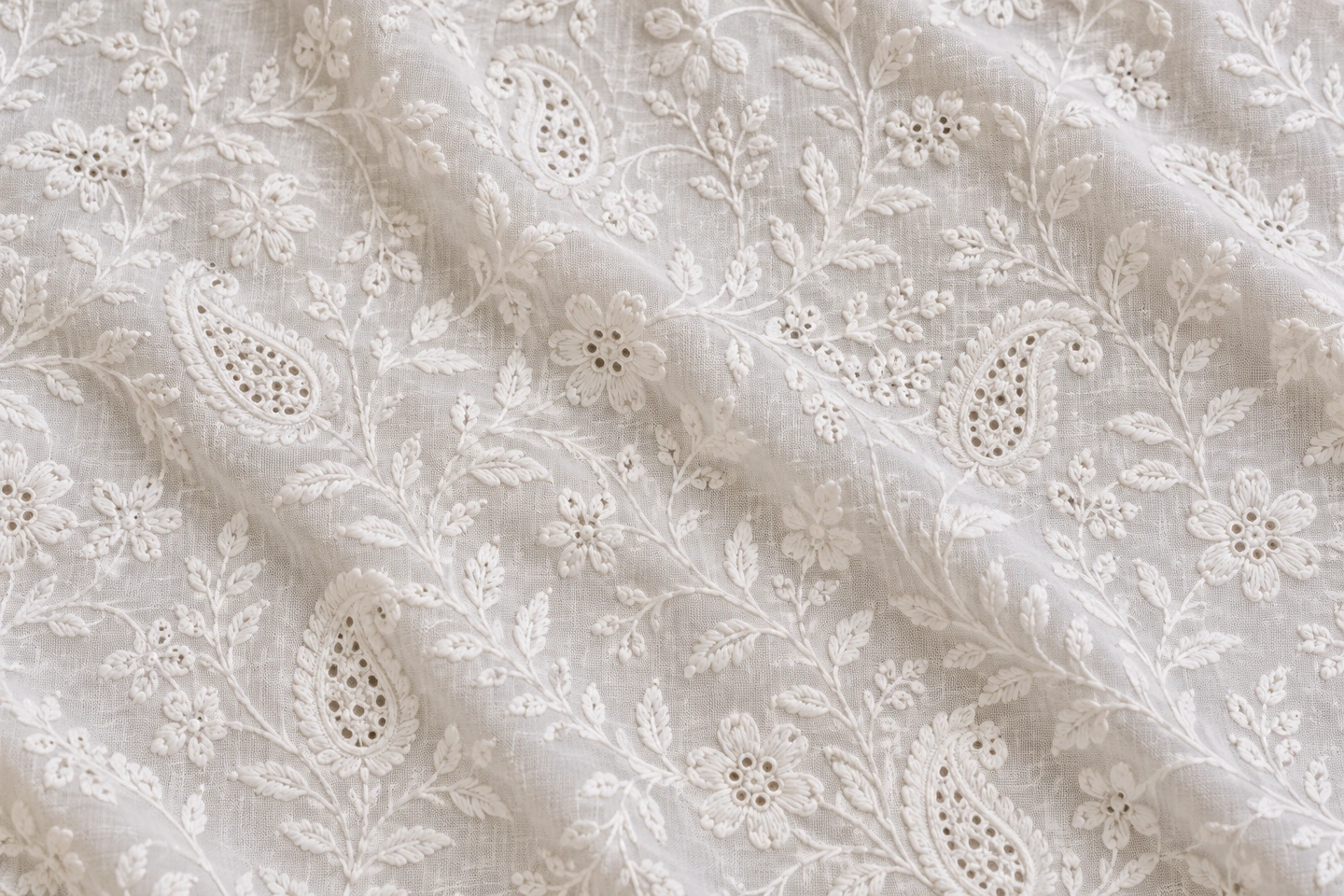 Illustrative textile study: Illustration for Chikankari — fine, often delicate embroidery