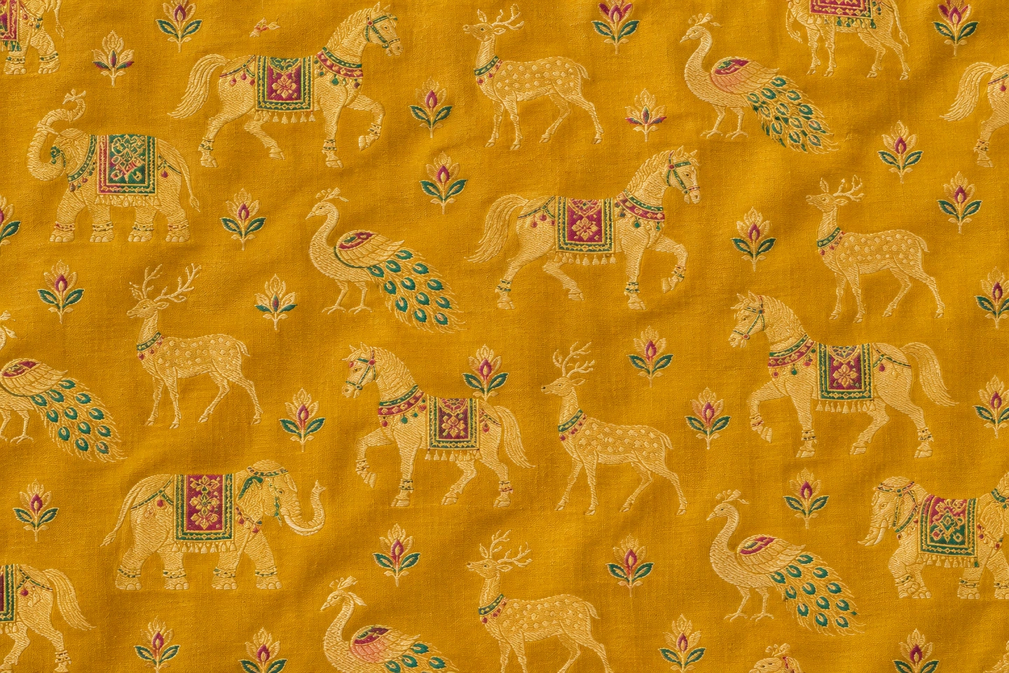 Illustrative textile study: Illustration for Elephant, horse and other animal motifs