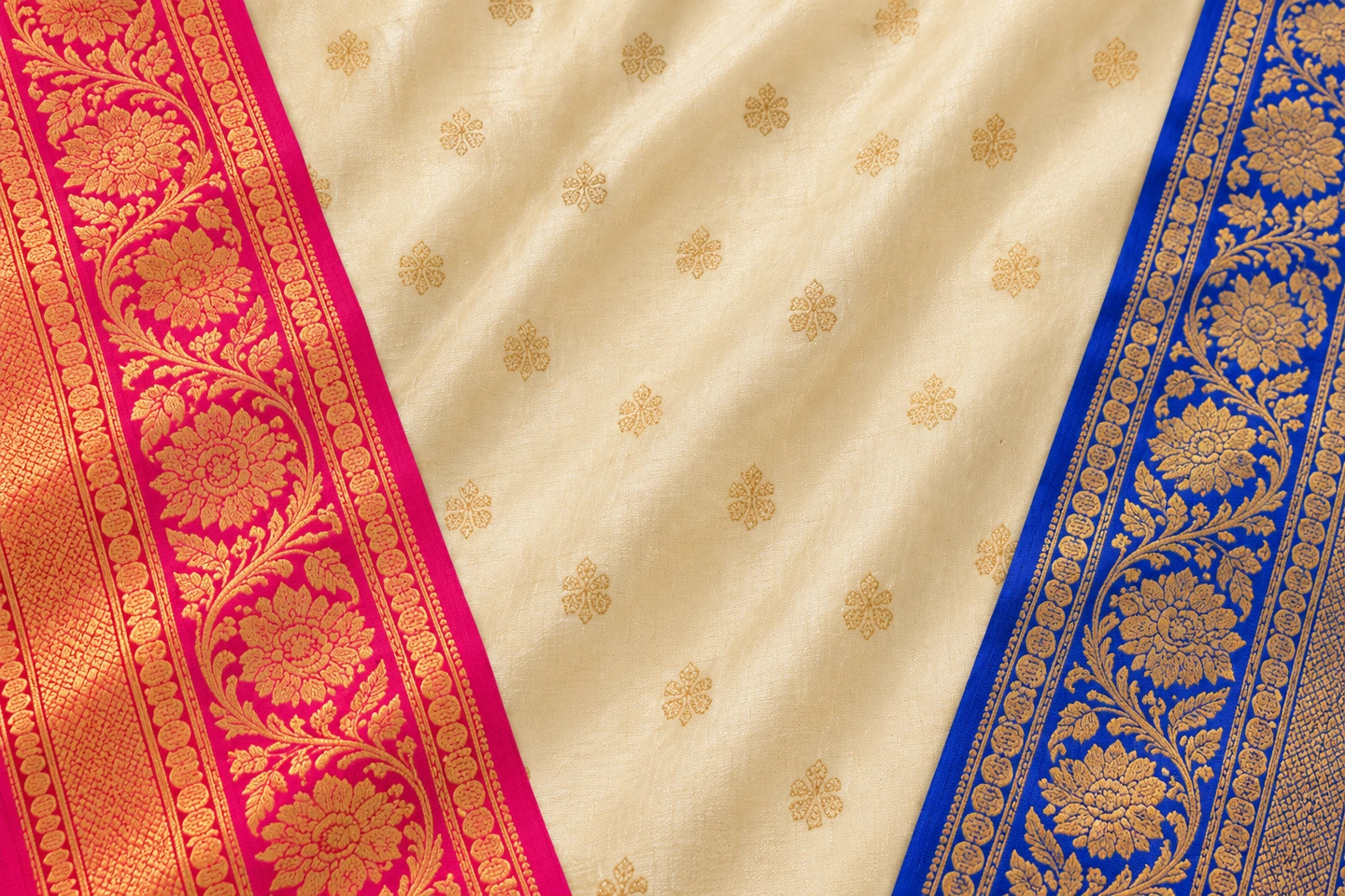 Illustrative textile study: Illustration for Ganga–Jamuna border — different colours on opposite edges