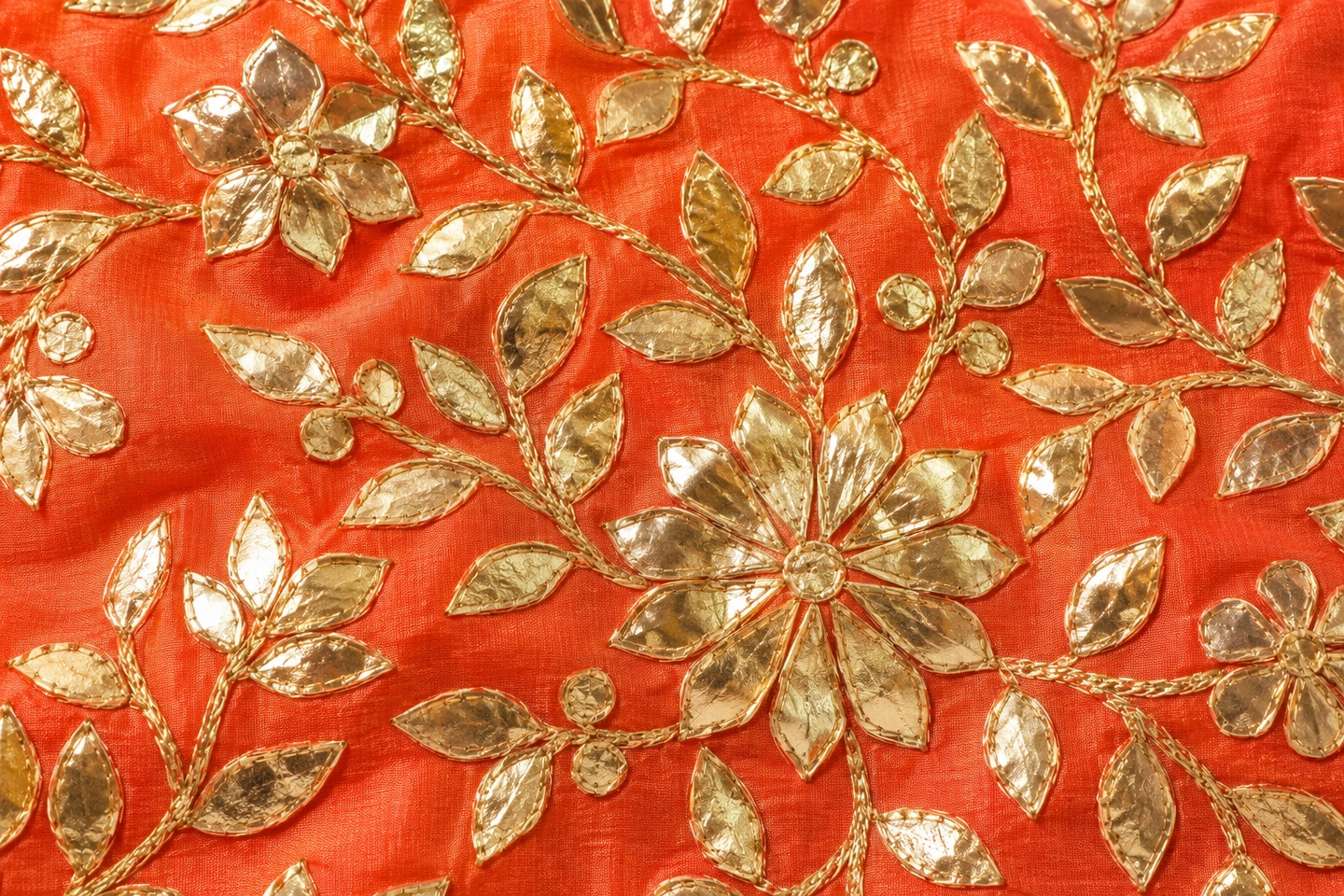 Illustrative textile study: Illustration for Gota Patti — applied shiny ribbon pieces