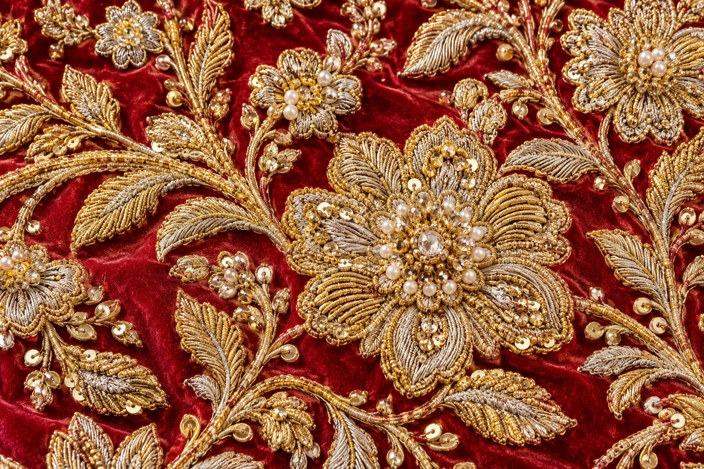 Illustrative textile study: Illustration for Zardozi — elaborate metallic embroidery