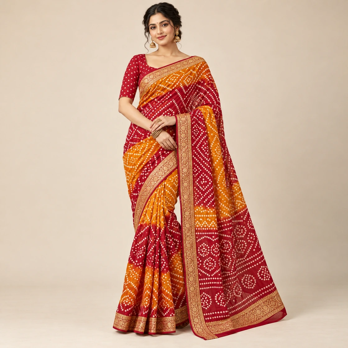Wedding Guest — Fine Silk Bandhani — representative textile illustration, not authentication evidence