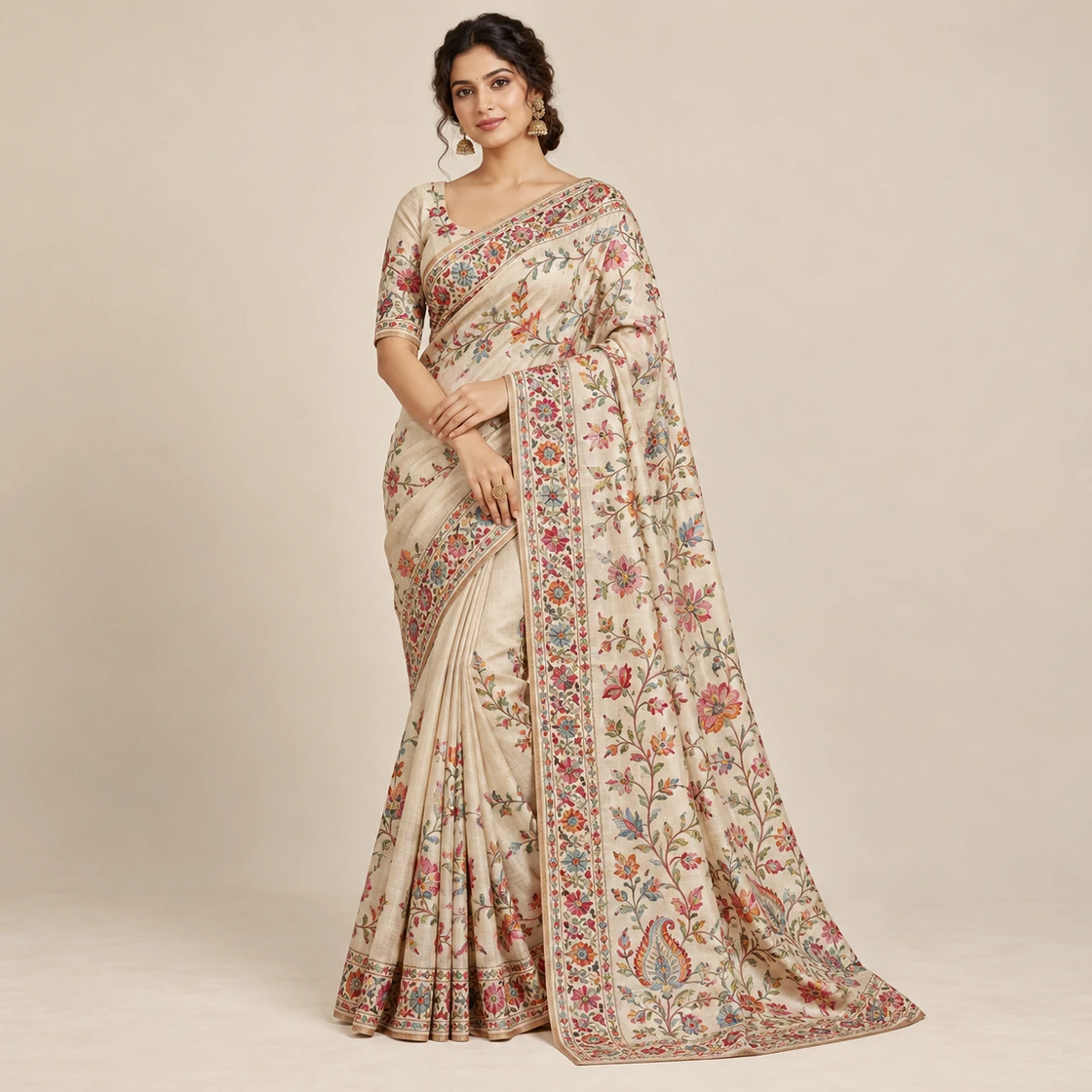Illustrative textile study: Illustration for Kashmiri embroidered sarees — Jammu & Kashmir