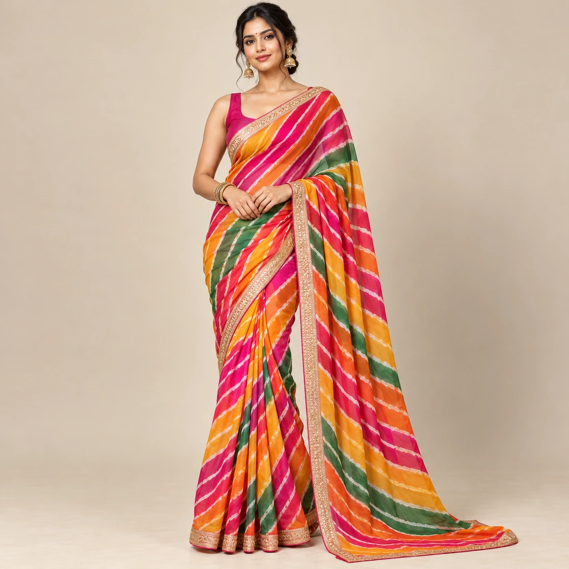 Teej & Festive Colour — Leheriya — representative textile illustration, not authentication evidence