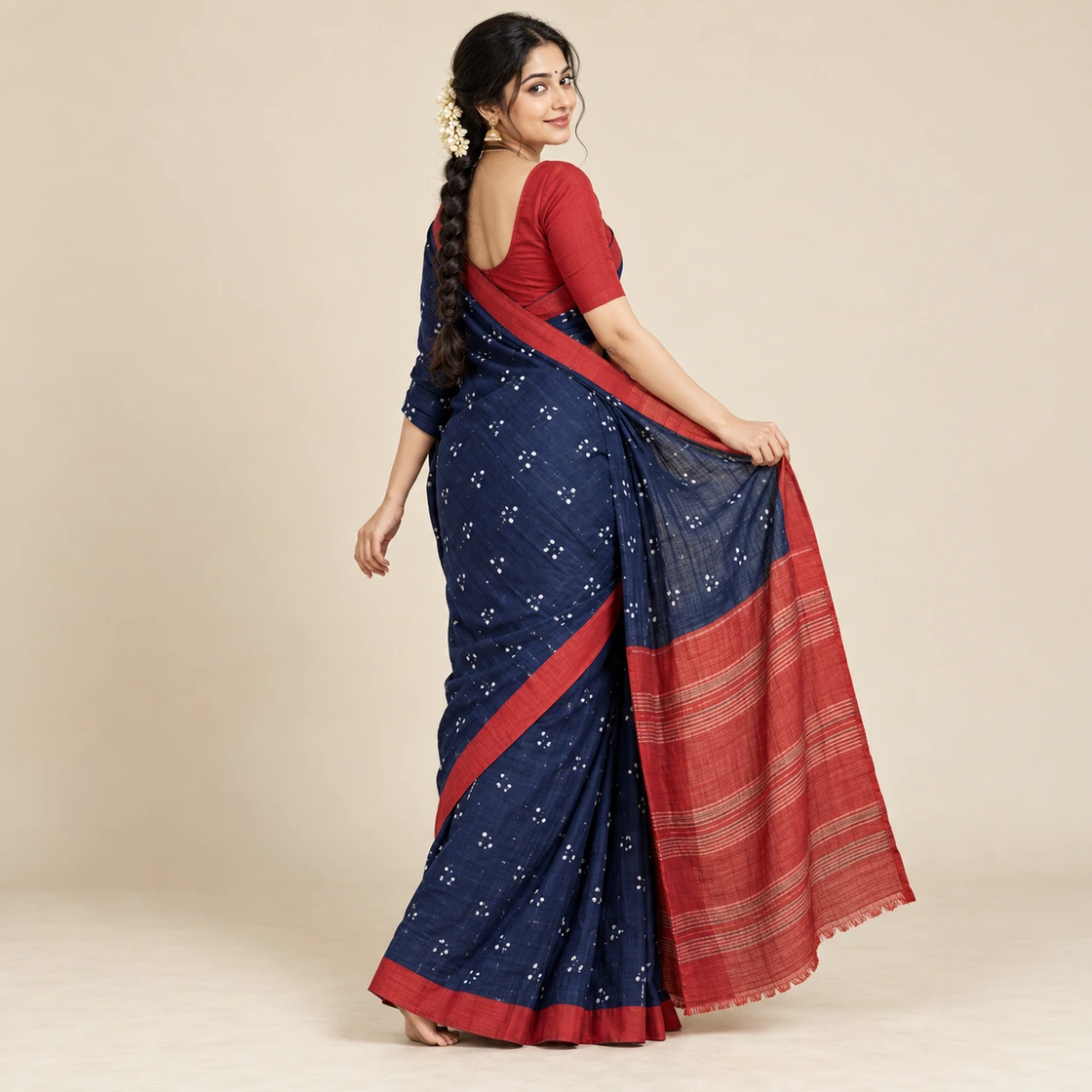 Illustrative portrait of Madurai Sungudi saree