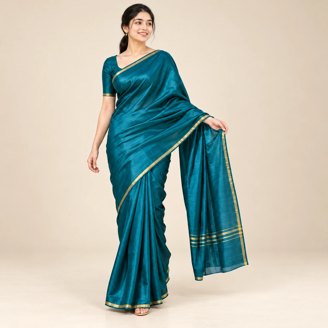 KSIC Mysore Silk — Pure Gold Zari — representative textile illustration, not authentication evidence