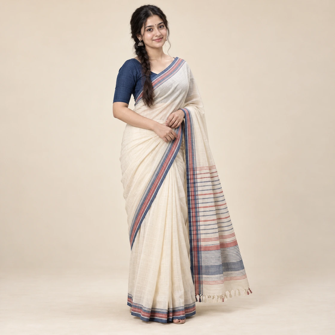 Illustrative portrait of Santipur (Santipore) saree