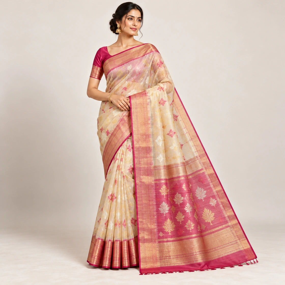 Elegant Evening — Fine Uppada Jamdani — representative textile illustration, not authentication evidence
